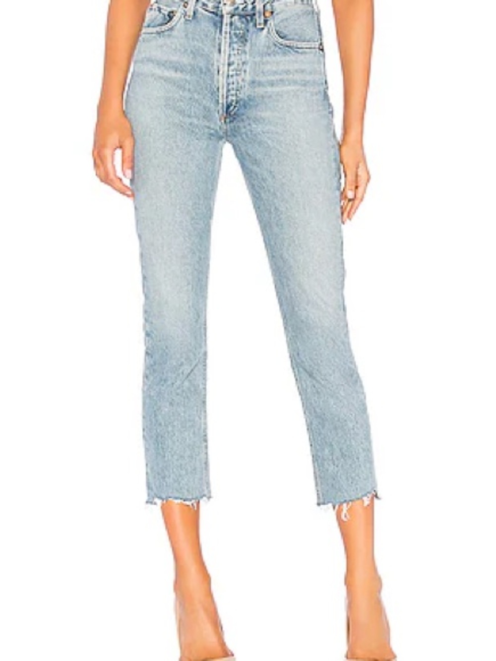 Agolde High-Rise Straight Jeans in Light Blue